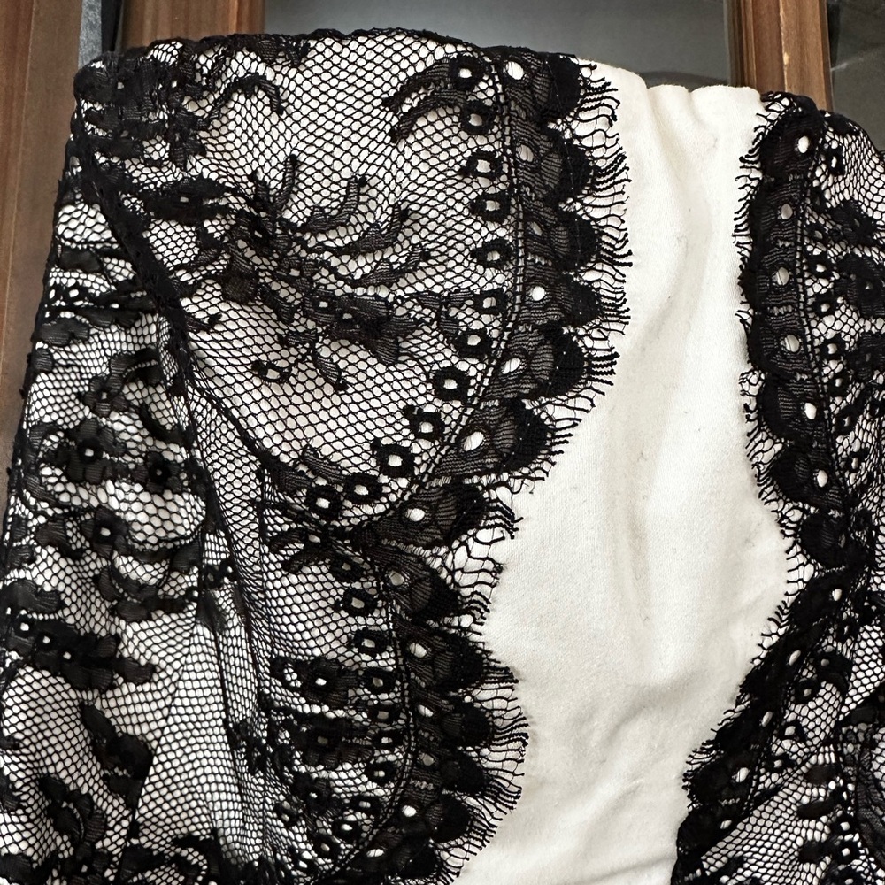 Strapless black and white cocktail dress